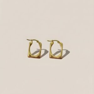 Gold plated square hoop earrings
