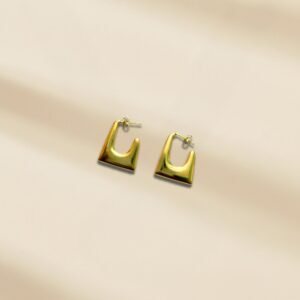 Gold plated square hoop earrings