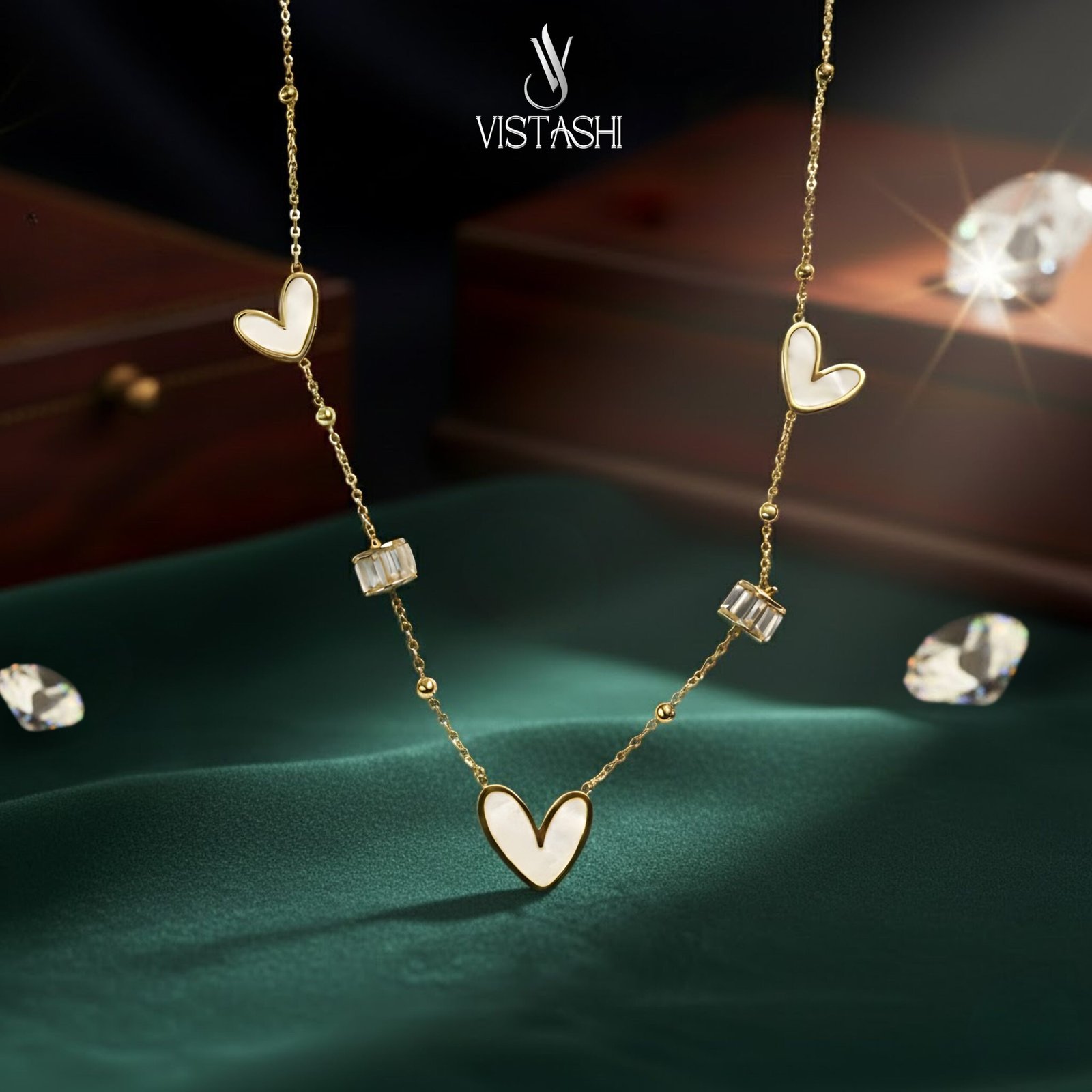 Gold plated anti tarnish white heart pendant - Image 2