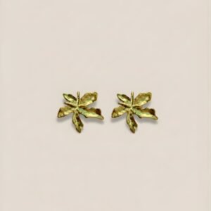 Gold plated leave themed earrings