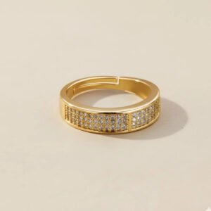 Gold Plated anti-tarnish AD Studded Adjustable Ring