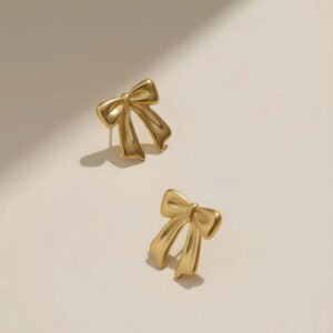 Gold plated anti-tarnish Bow themed earrings