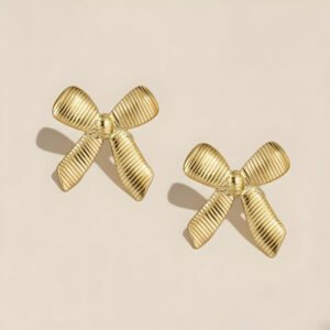 Gold plated anti-tarnish Bow themed earrings