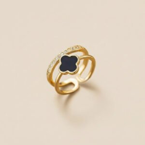Gold Plated anti-tarnish Clover Themed Finger Ring