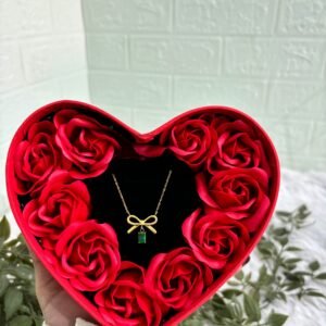 Green stone bow pendant gift