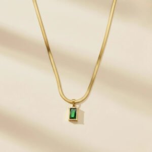 Gold Plated anti-tarnish Green Stone Pendant