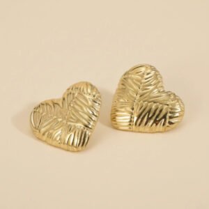 Gold plated anti tarnish heart themed earrings