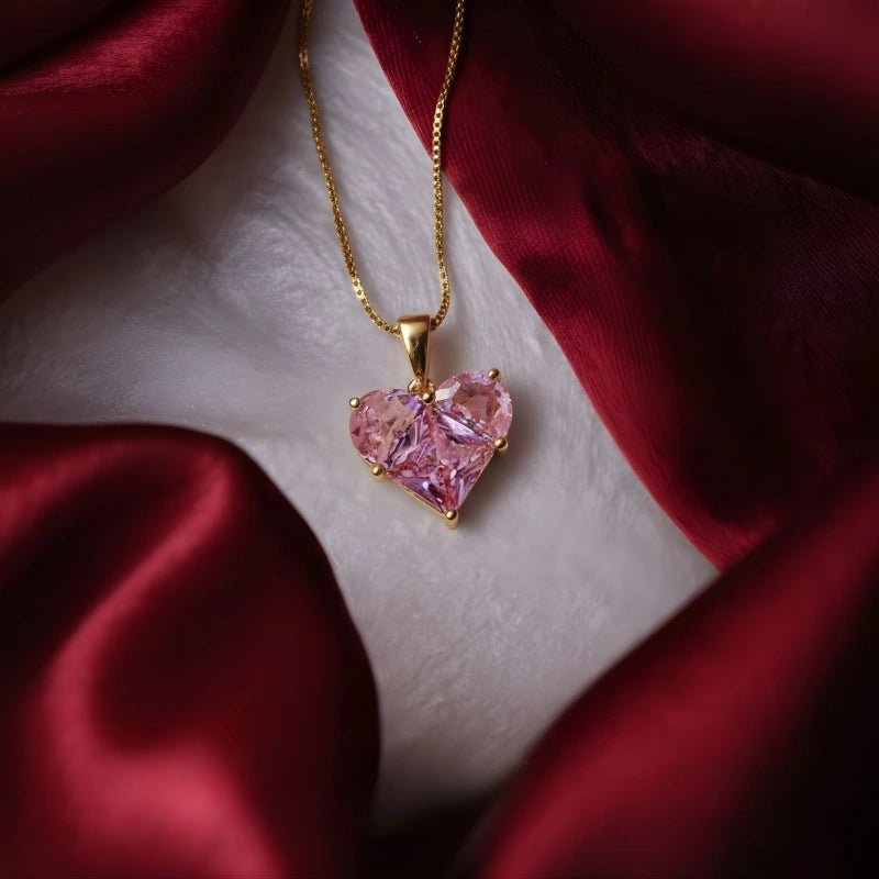 Gold Plated anti-tarnish Pink Heart Themed Pendant - Image 2