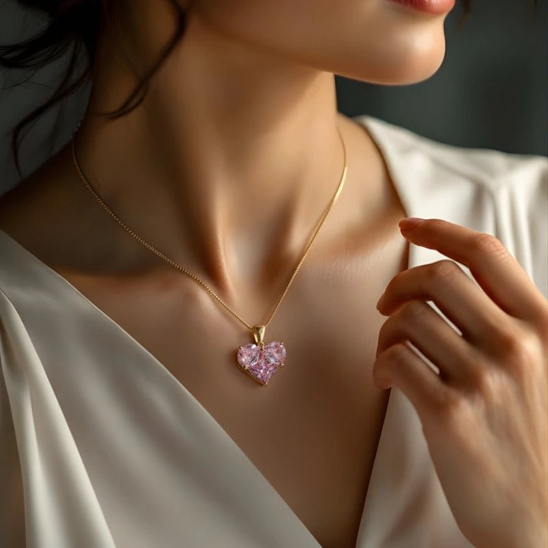 Gold Plated anti-tarnish Pink Heart Themed Pendant - Image 4