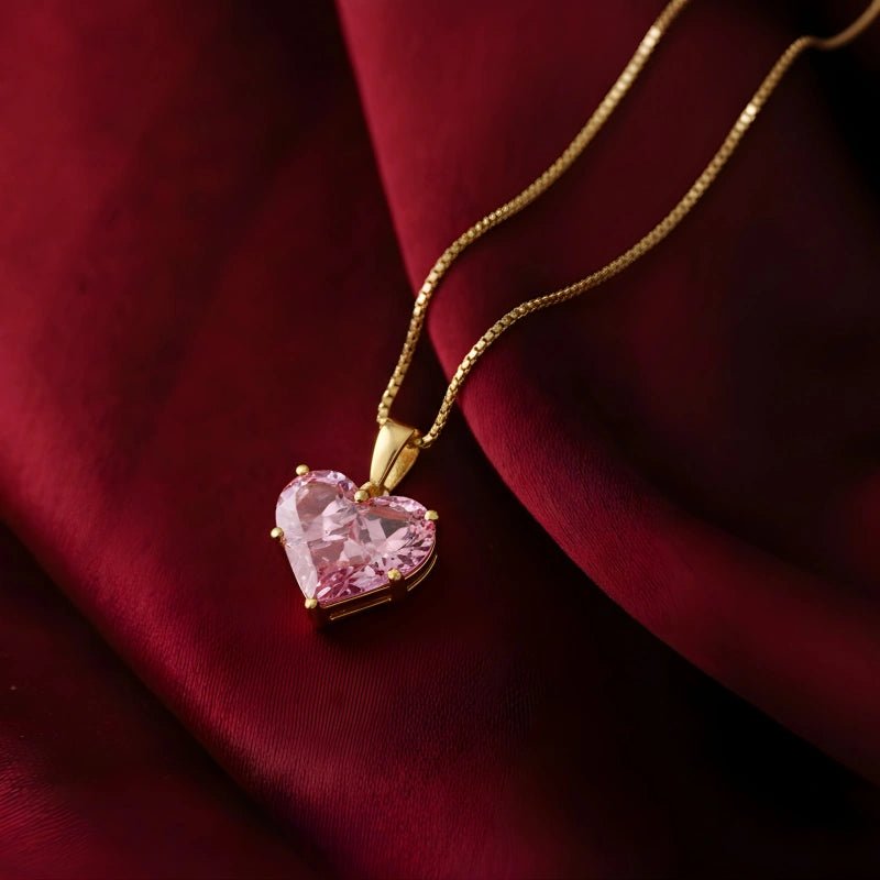 Gold Plated anti-tarnish Pink Heart Themed Pendant - Image 5