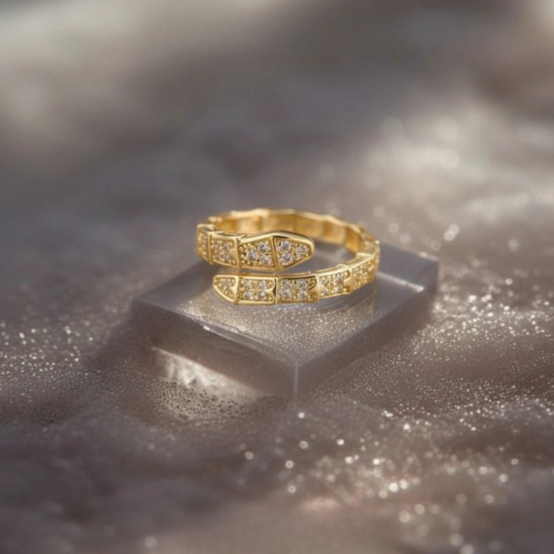 Gold Plated anti-tarnish Snake Themed Adjustable Ring - Image 2