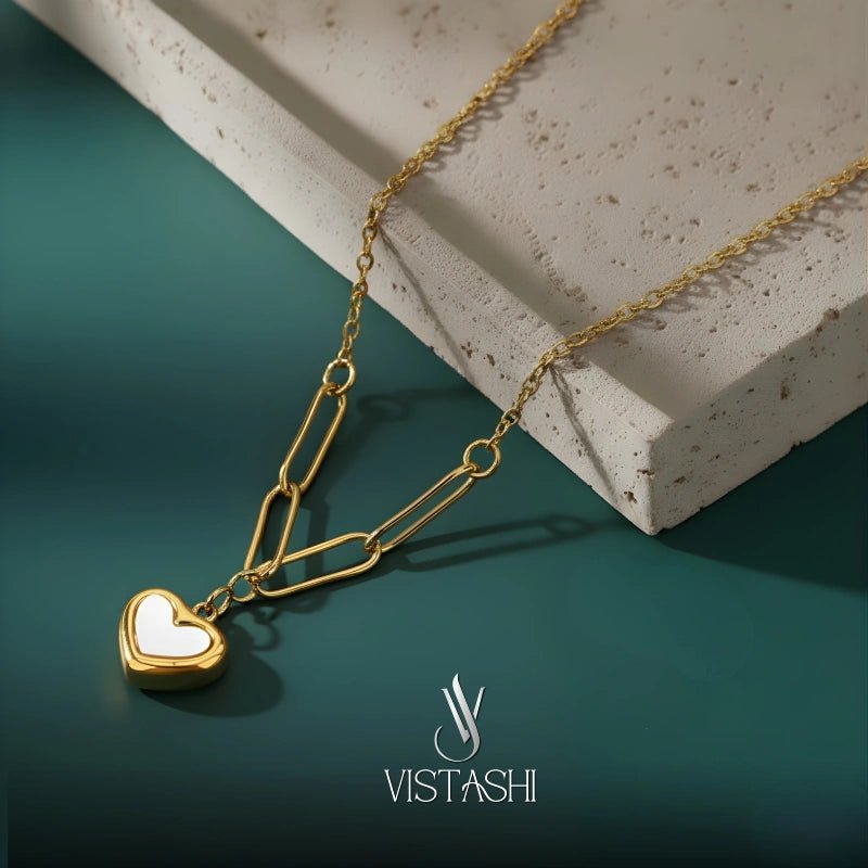 Gold Plated anti-tarnish White Heart Themed Pendant - Image 2