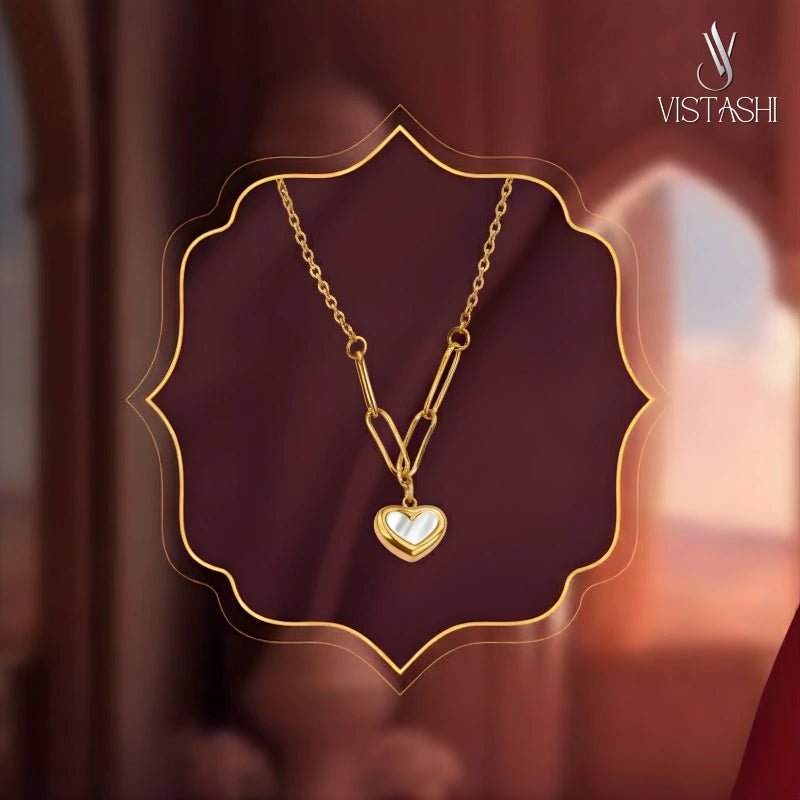 Gold Plated anti-tarnish White Heart Themed Pendant - Image 3