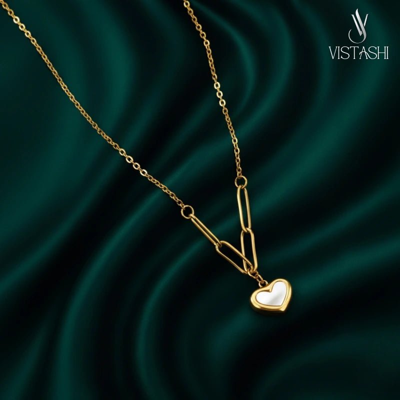 Gold Plated anti-tarnish White Heart Themed Pendant - Image 4